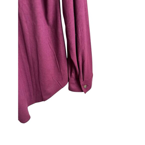 Chico’s Plum Purple Faux Suede Ruffle Button Shirt Long Sleeve Top Size 1 Medium - Picture 3 of 9